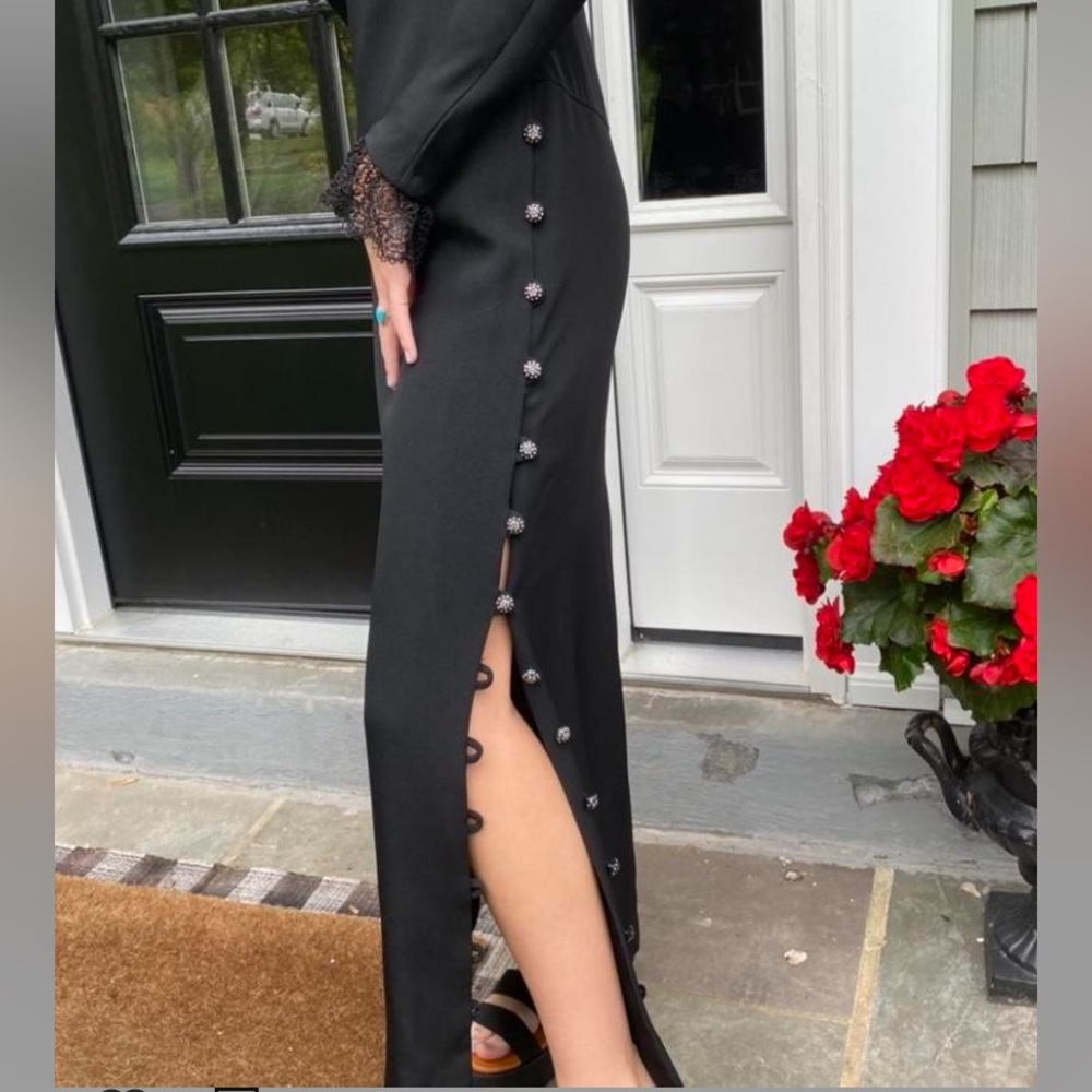 black dress : junior accent brand from 70’s fits sz.M/4 - Picture 2 of 4